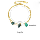 Green Stone Stainless Steel Bracelet 18K Plated Woman Hand Jewelry