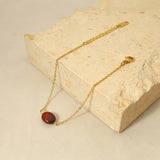 Oval Stone Stainless Steel Chain Bracelet Charm Jewelry