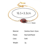 Oval Stone Stainless Steel Chain Bracelet Charm Jewelry