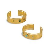 Malachite Natural Stone Stainless Steel Wide Cuff Bangle Bracelet