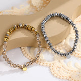 Bohemia Charm Bracelet Vintage Stainless Steel Glass Beads Chain Bangle