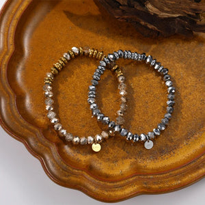 Bohemia Charm Bracelet Vintage Stainless Steel Glass Beads Chain Bangle