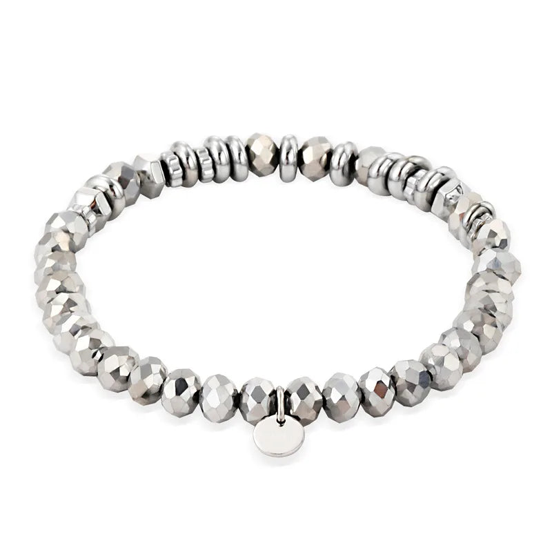 Bohemia Charm Bracelet Vintage Stainless Steel Glass Beads Chain Bangle