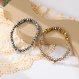 Bohemia Charm Bracelet Vintage Stainless Steel Glass Beads Chain Bangle