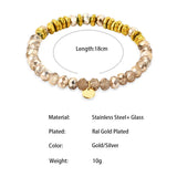Bohemia Charm Bracelet Vintage Stainless Steel Glass Beads Chain Bangle