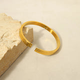 Waterproof Stainless Steel Textured Metal Bracelet with CZ Wrist Jewelry