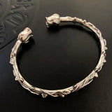ANENEJRY Silver Metal Rose Flower Open Bangle