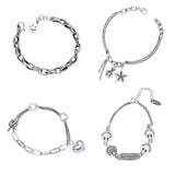 ANENJER Star Ball Heart Smiling Face Pendant Chunky Chain Bracelet for Women