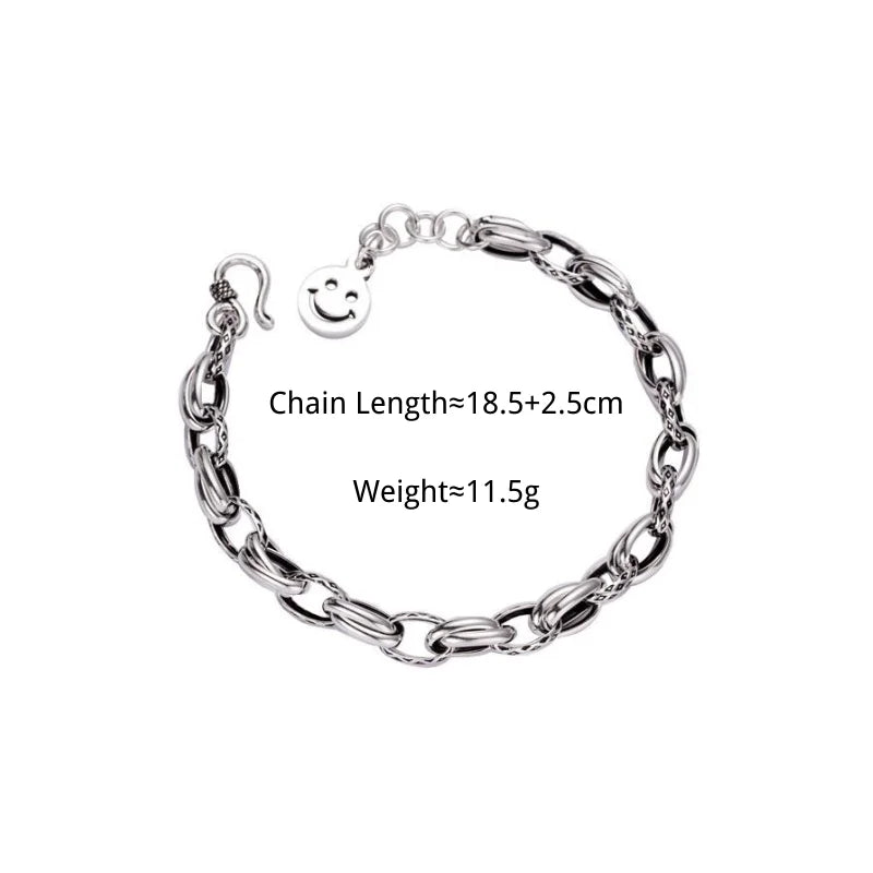 ANENJER Star Ball Heart Smiling Face Pendant Chunky Chain Bracelet for Women