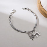 ANENJER Star Ball Heart Smiling Face Pendant Chunky Chain Bracelet for Women