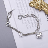ANENJER Star Ball Heart Smiling Face Pendant Chunky Chain Bracelet for Women