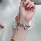 ANENJER Star Ball Heart Smiling Face Pendant Chunky Chain Bracelet for Women