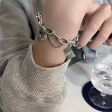 ANENJER Star Ball Heart Smiling Face Pendant Thick Chain Bracelet for Women