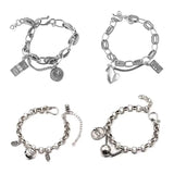 ANENJER Star Ball Heart Smiling Face Pendant Thick Chain Bracelet for Women
