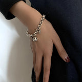 ANENJER Star Ball Heart Smiling Face Pendant Thick Chain Bracelet for Women
