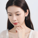 Double Ear Hole Link Chain Hoop Earring For Women