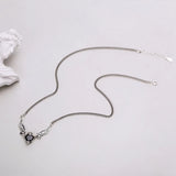 Angel Wings Heart Zircon Necklace for Women Thai Silver Necklace