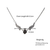 Angel Wings Heart Zircon Necklace for Women Thai Silver Necklace