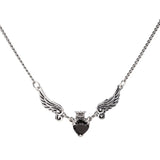 Angel Wings Heart Zircon Necklace for Women Thai Silver Necklace