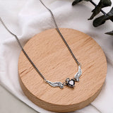Angel Wings Heart Zircon Necklace for Women Thai Silver Necklace