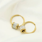 316L Stainless Steel Zircon Beads Hoop Earrings