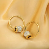 316L Stainless Steel Zircon Beads Hoop Earrings
