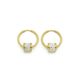 316L Stainless Steel Zircon Beads Hoop Earrings