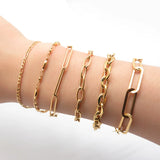 316L Stainless Steel Geometric Hollow Bracelet Ladies Cuban Chain