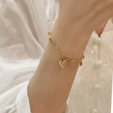 Vintage Tassel Bracelet with Heart Pendant for Women