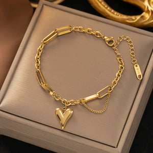 Vintage Tassel Bracelet with Heart Pendant for Women