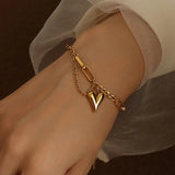 Vintage Tassel Bracelet with Heart Pendant for Women
