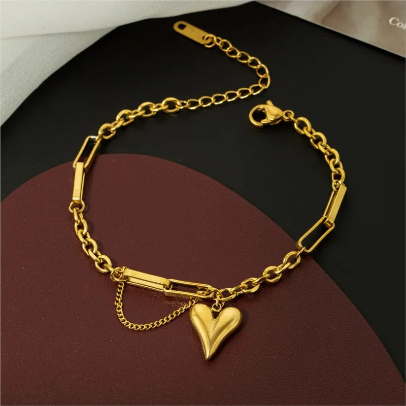 Vintage Tassel Bracelet with Heart Pendant for Women