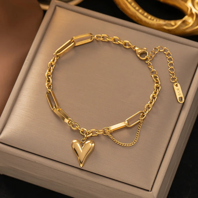 Vintage Tassel Bracelet with Heart Pendant for Women