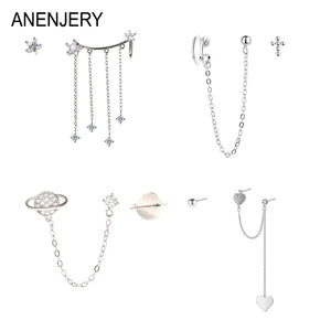 Butterfly Star Heart Chain Tassel Earrings Women Piercing Long Earrings Ear Cuff