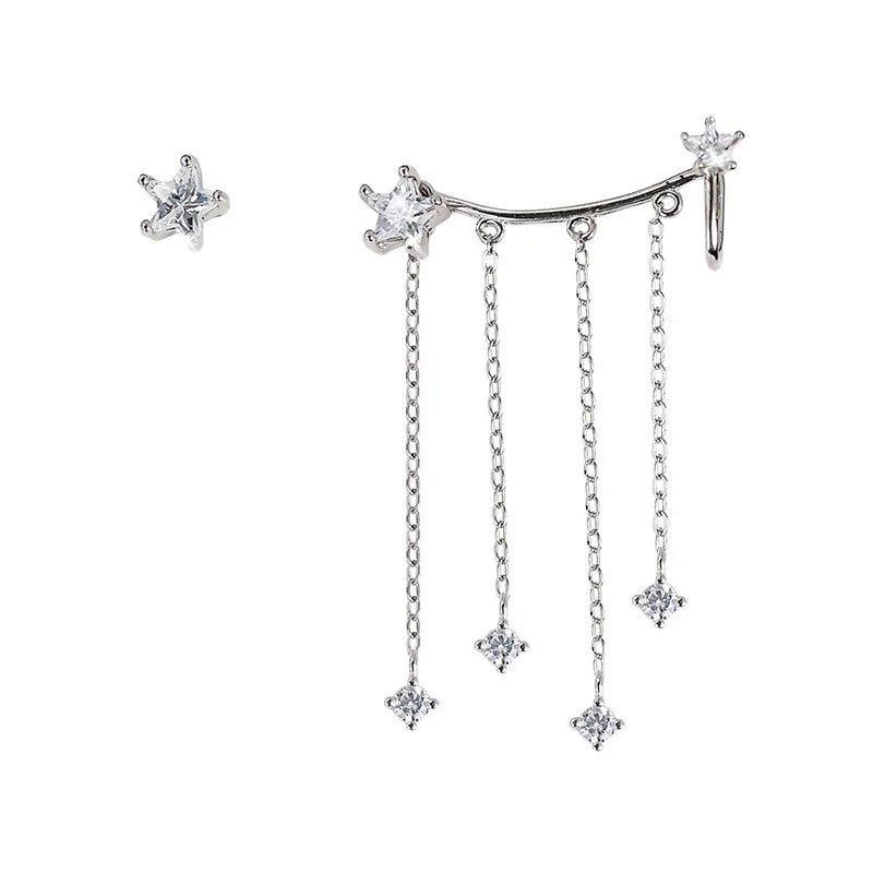Butterfly Star Heart Chain Tassel Earrings Women Piercing Long Earrings Ear Cuff