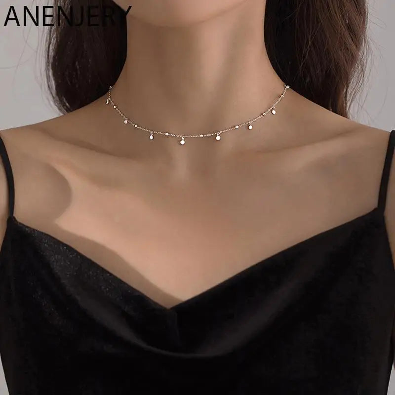 Delicate Bead Discs Choker Necklace for Women
