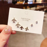 Micro CZ Geometric Stud Earring Set - 6pcs