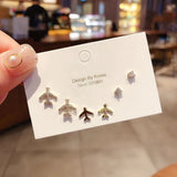 Micro CZ Geometric Stud Earring Set - 6pcs