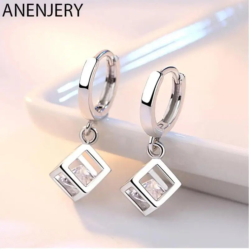 Cube Zircon Dangle Earrings Wedding Jewelry S-E228