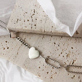Retro Love Heart Thai Silver Bracelet Lock Chain Bracelet For Women Jewelry