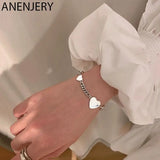 Retro Love Heart Thai Silver Bracelet Lock Chain Bracelet For Women Jewelry