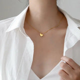 L316 Stainless Steel Small Heart Pendant Necklace Ladies Clavicle Chain
