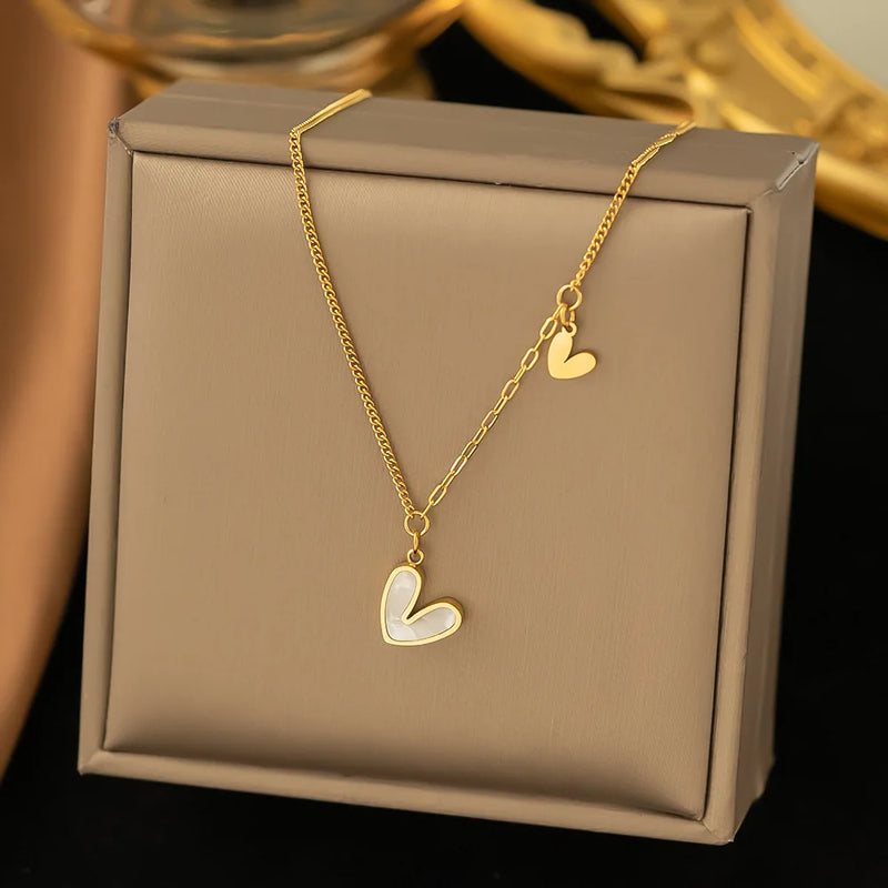 L316 Stainless Steel Heart Pendant Necklace for Women