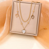 Heart Pendant Necklace for Women, Zircon Hollow, Clavicle Chain Gift