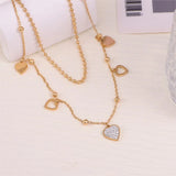 Heart Pendant Necklace for Women, Zircon Hollow, Clavicle Chain Gift