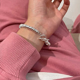 Stackable Round Circle Chain Bracelet for Women