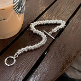 Stackable Round Circle Chain Bracelet for Women