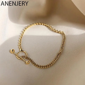 Silver Asymmetric Bead Chain Bracelet for Women