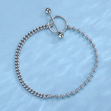 Silver Asymmetric Bead Chain Bracelet for Women