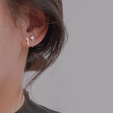 Silver Asymmetric Zircon Ear Cuff Clip for Women